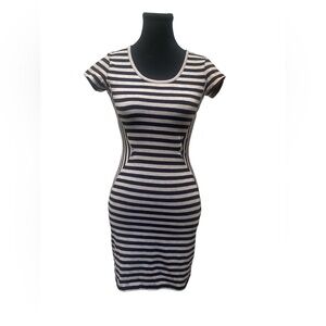 Derek Heart Black and Gray Striped Mini Dress D GUC
